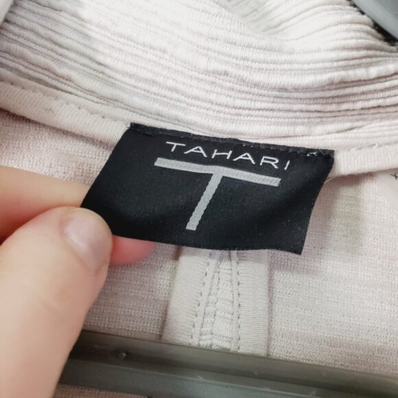 T Tahari Ribbed Minimalist Neutral Long Lined Blazer Coat XS - Picture 5 of 9